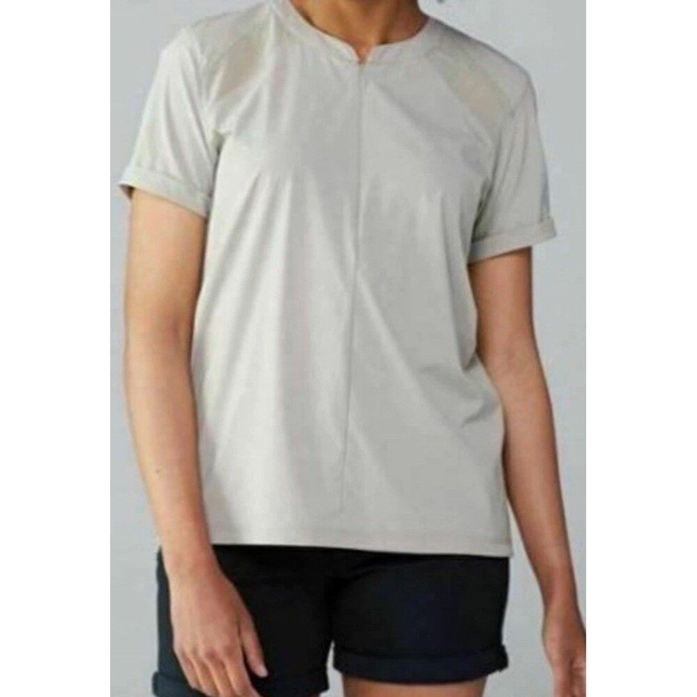Indygena Women's Lomo Roll Tab Short Sleeve Shirt Women’s Size L Sand Color